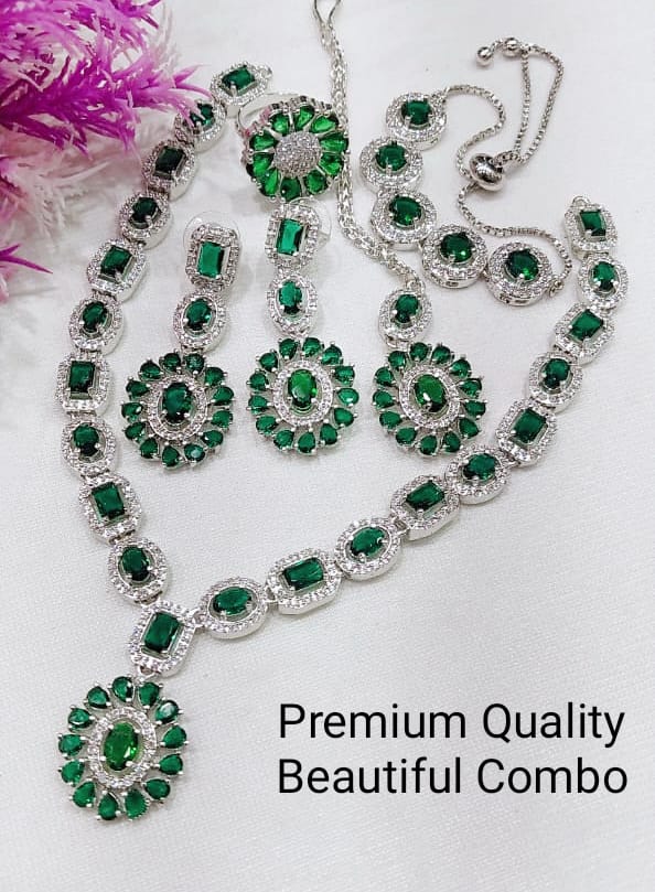 Luxury American Diamond CZ Combo Necklaces Set for Party & Wedding