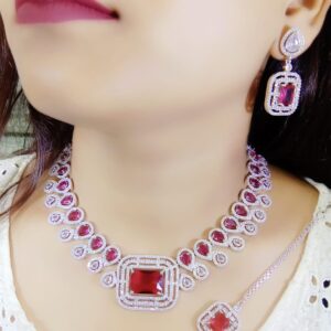 American Diamond CZ Necklaces Set Wedding Party Jewelry for women