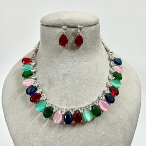 American Diamond CZ Stone Necklaces For Party Wear Jewelry