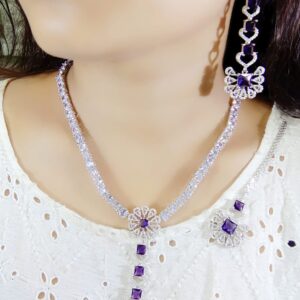 American Diamond CZ Long Necklaces set for party & Webbing