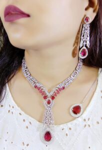 American Diamond CZ Long Necklaces Set for wedding & Party Jewelry