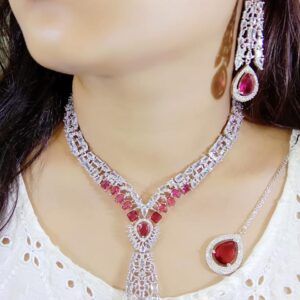 American Diamond CZ Long Necklaces Set for wedding & Party Jewelry