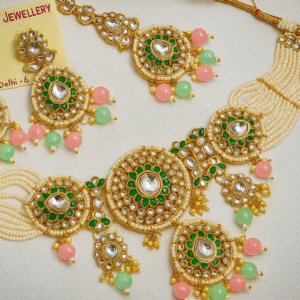 Bridal Kundan Pearl Choker Necklace Set wedding Jewelry