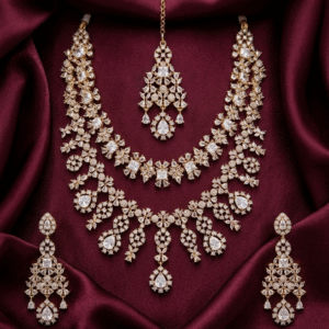 American Diamond CZ Necklace Set Wedding Bridal Jewelry Set