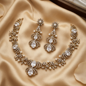 American Diamond CZ Necklace Set Wedding Bridal Jewelry Set