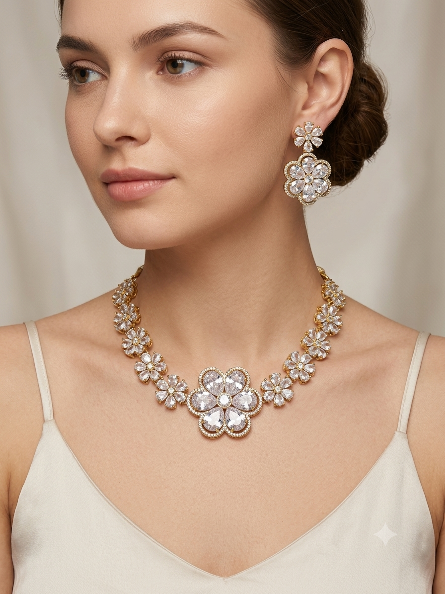 Gold Plated AD CZ Necklace - Image 2