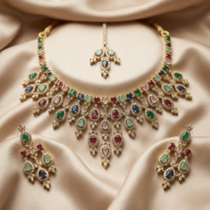 American Diamond CZ Necklace Set Wedding Bridal Jewelry Set