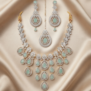 American Diamond CZ Necklace Set Wedding Bridal Jewelry Set