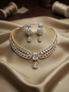 American Diamond CZ Necklace Set Wedding Bridal Jewelry Set