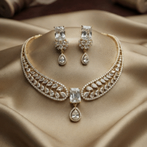 American Diamond CZ Necklace Set Wedding Bridal Jewelry Set