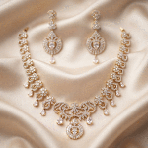 American Diamond CZ Necklace Set Wedding Bridal Jewelry Set
