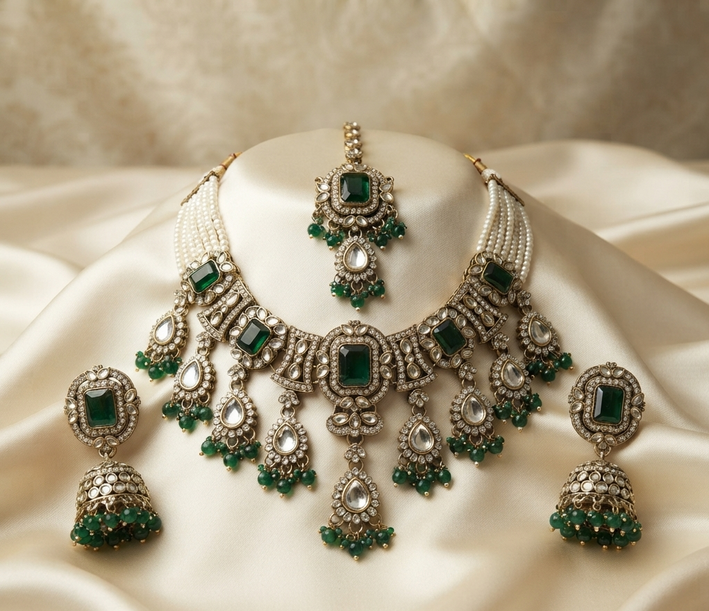 Traditional Kundan Jewelry Set for Women – Bridal Necklace & Earrings