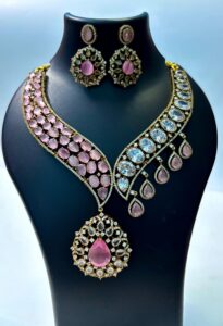 American Diamond CZ Necklace set wedding Festival Jewelry