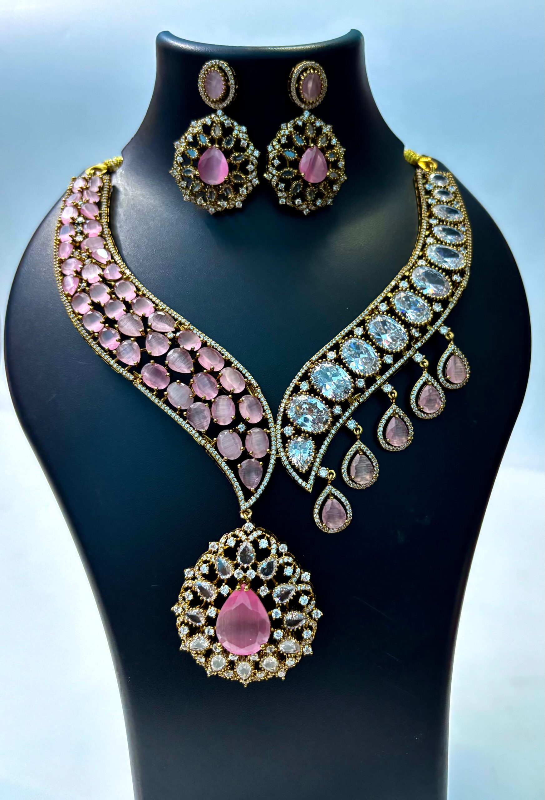 American Diamond CZ Necklace set wedding Festival Jewelry