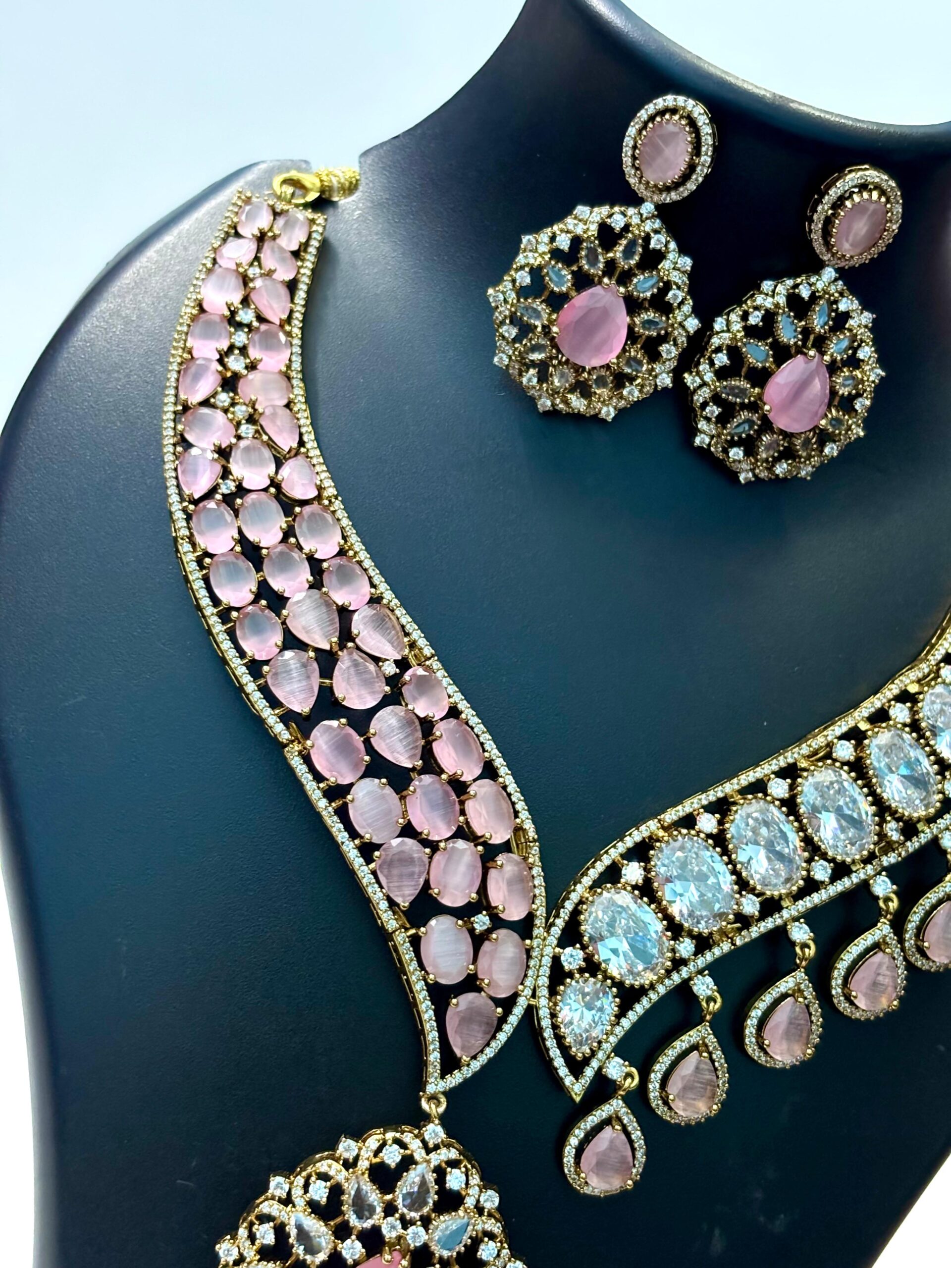 American Diamond CZ Necklace set wedding Festival Jewelry - Image 2