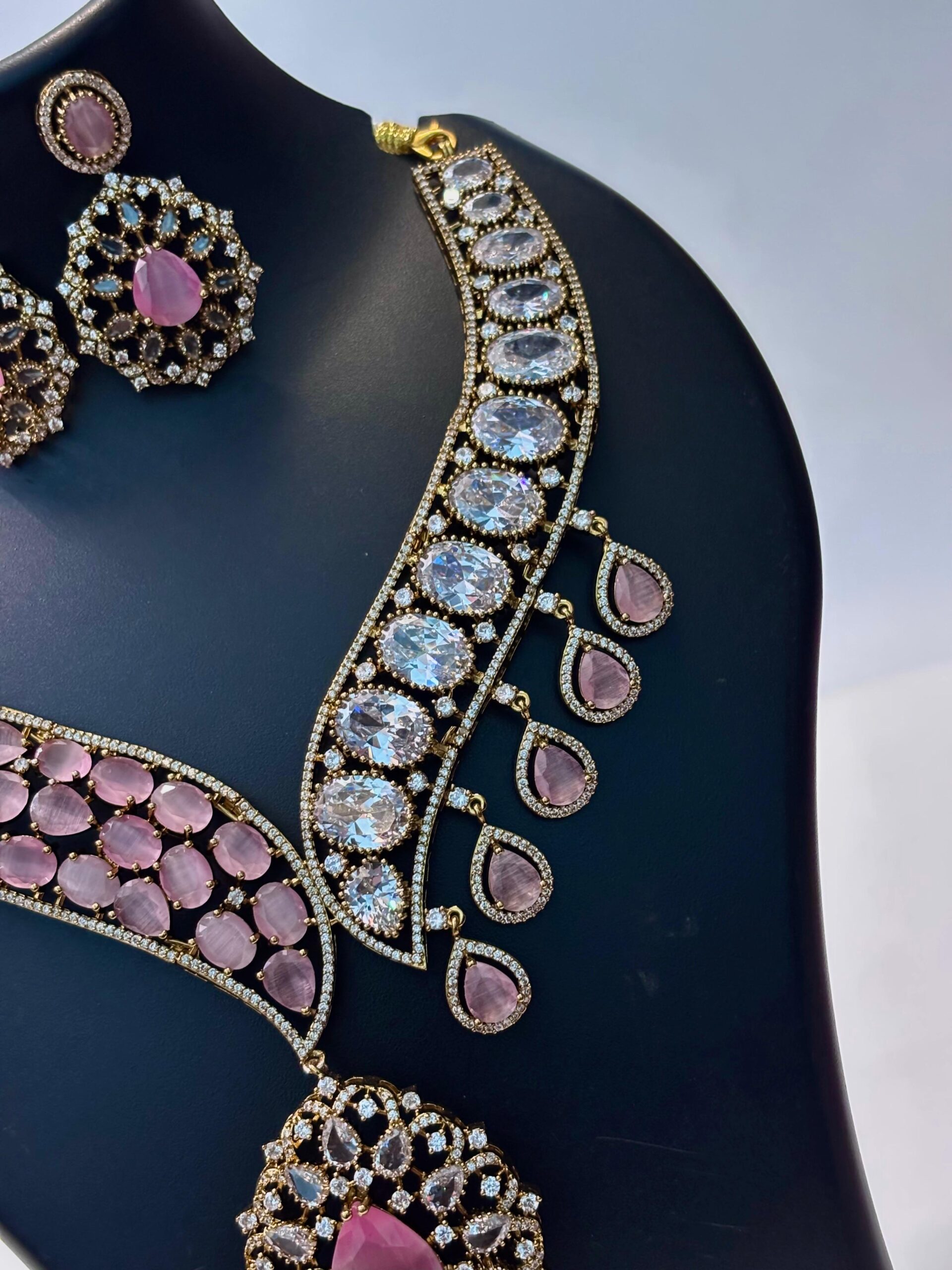 American Diamond CZ Necklace set wedding Festival Jewelry - Image 3