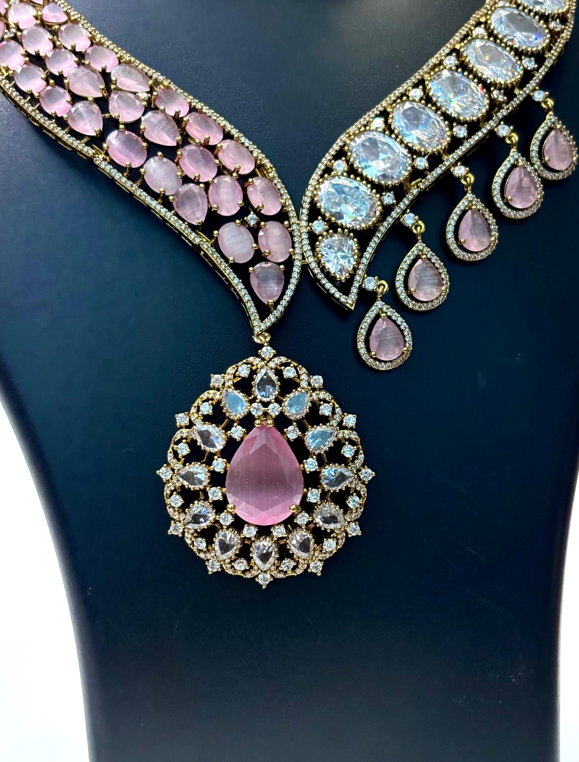 American Diamond CZ Necklace set wedding Festival Jewelry - Image 4